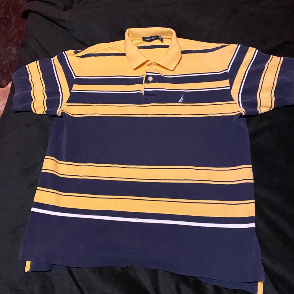 VINTAGE BLUE AND YELLOW NAUTICA POLO SHORT